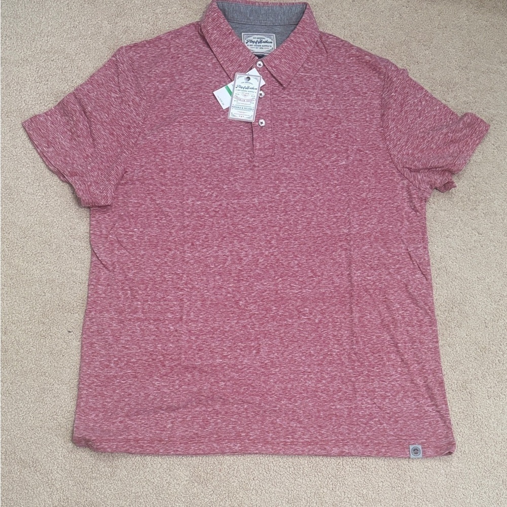 Flag & Anthem Red Heathered Polo Shirt | Size L | NWT